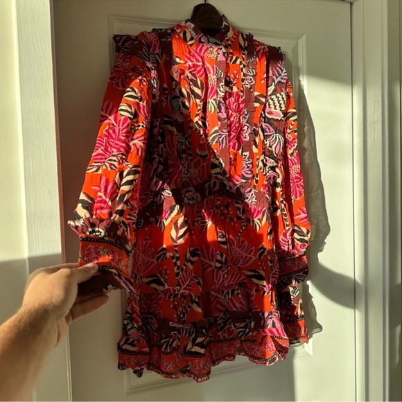 Farm Rio Mixed Floral Ruffle Mini Dress - Picture 3 of 12